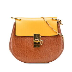 Chloe Drew Chain Shoulder Bag Brown Leather